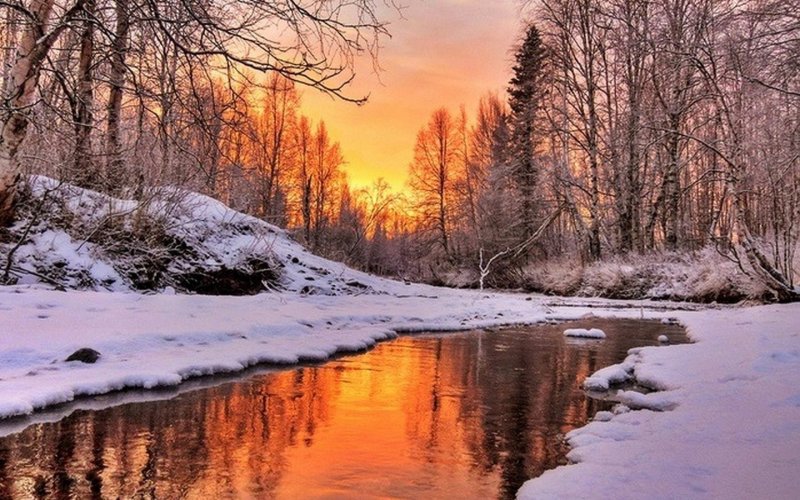 Зима река солнце