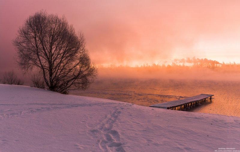 Зима рассвет Волга