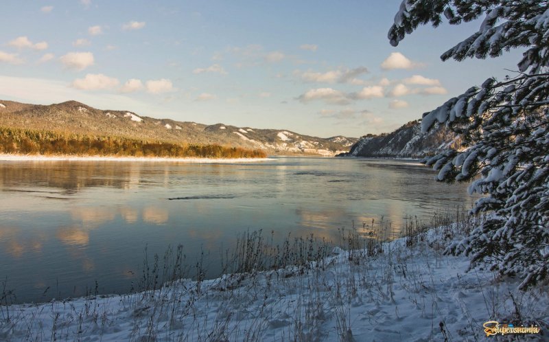 Река Енисей Красноярский край зимой
