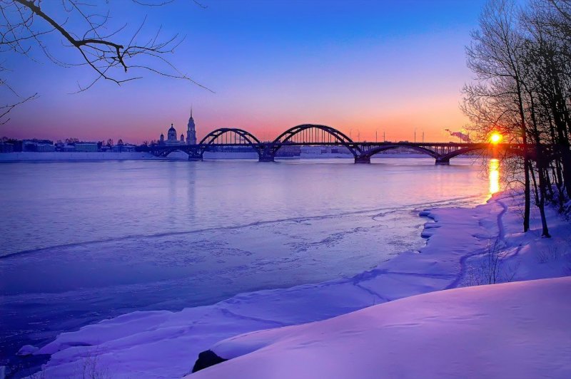 Зимняя река Волга Ярославль