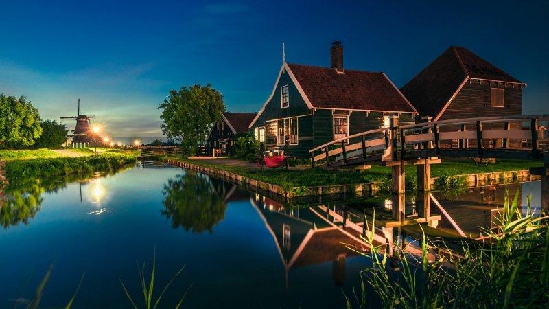 Нидерланды деревня на озере