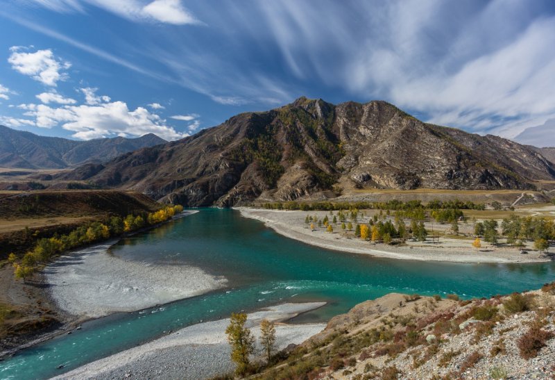 Горный Алтай слияние рек Чуя и Катунь