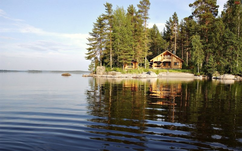 Озера Сайма в Финляндии домик на озере