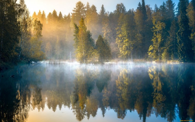 Озеро Инари Финляндия осень