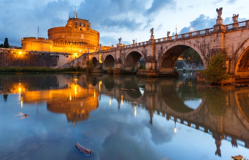 Рим замок ангела Тибр мост
