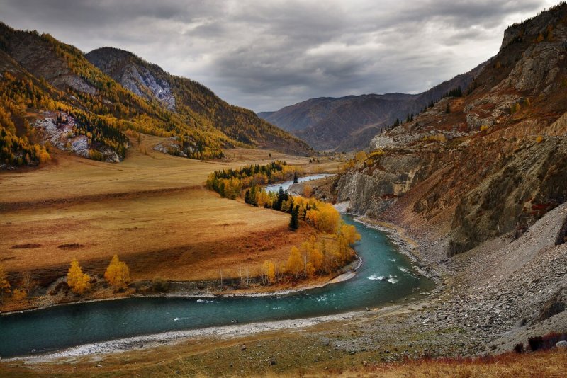 Река Катунь горный Алтай осенью
