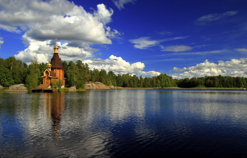 Озеро Вуокса Приозерск Церковь