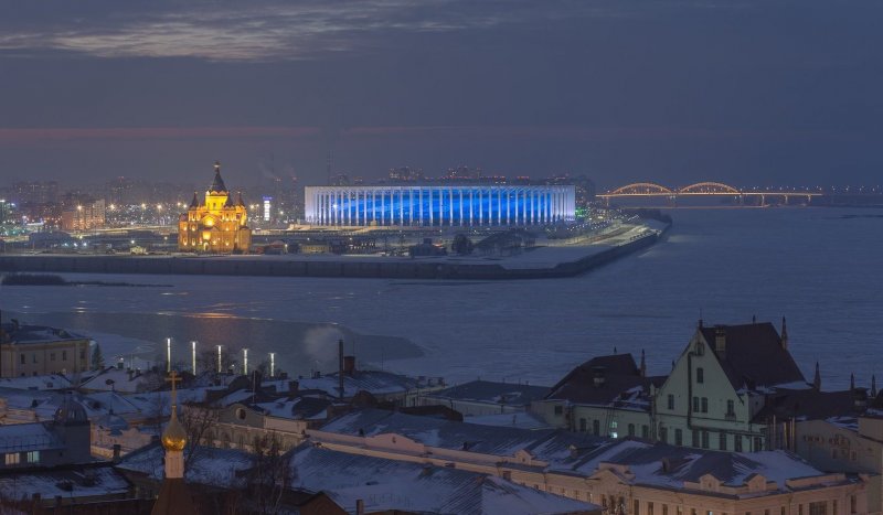 Слияние Оки и Волги в Нижнем Новгороде