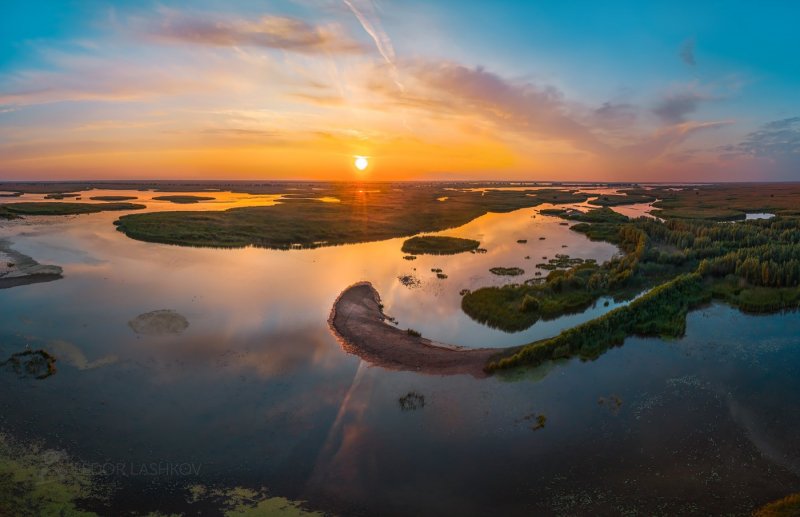 Дельта реки Волга в Астрахани