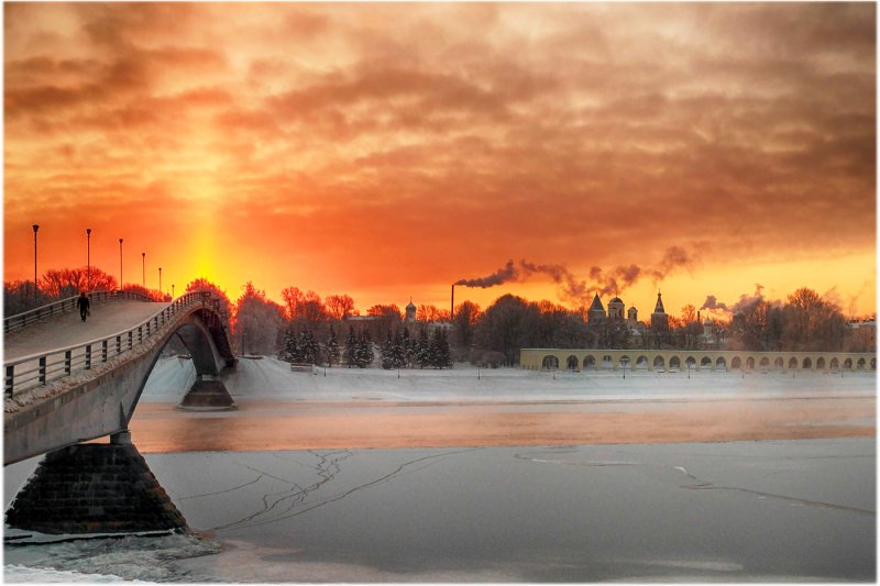 Великий Новгород рассвет зимний
