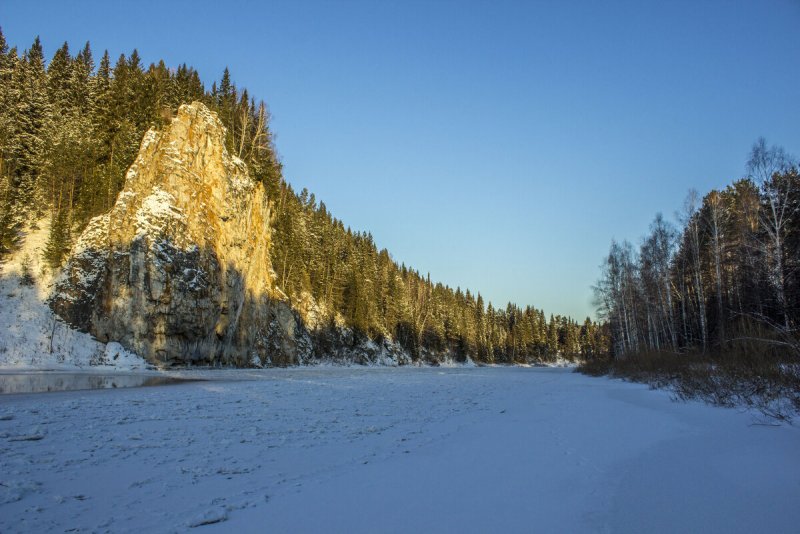 Река Усьва зима