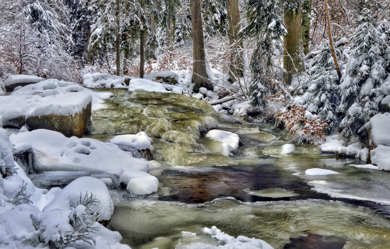 зимний ручей картинки зимние