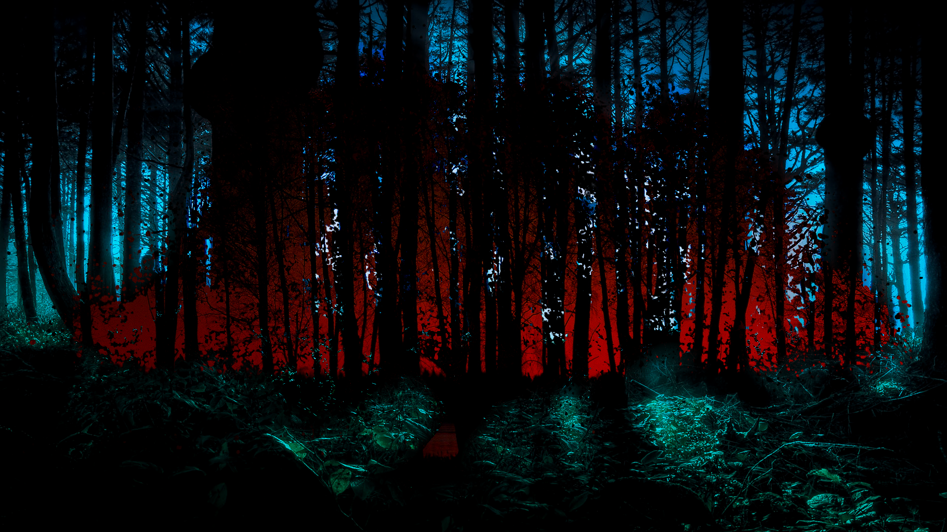 Фон мрачный лес красный