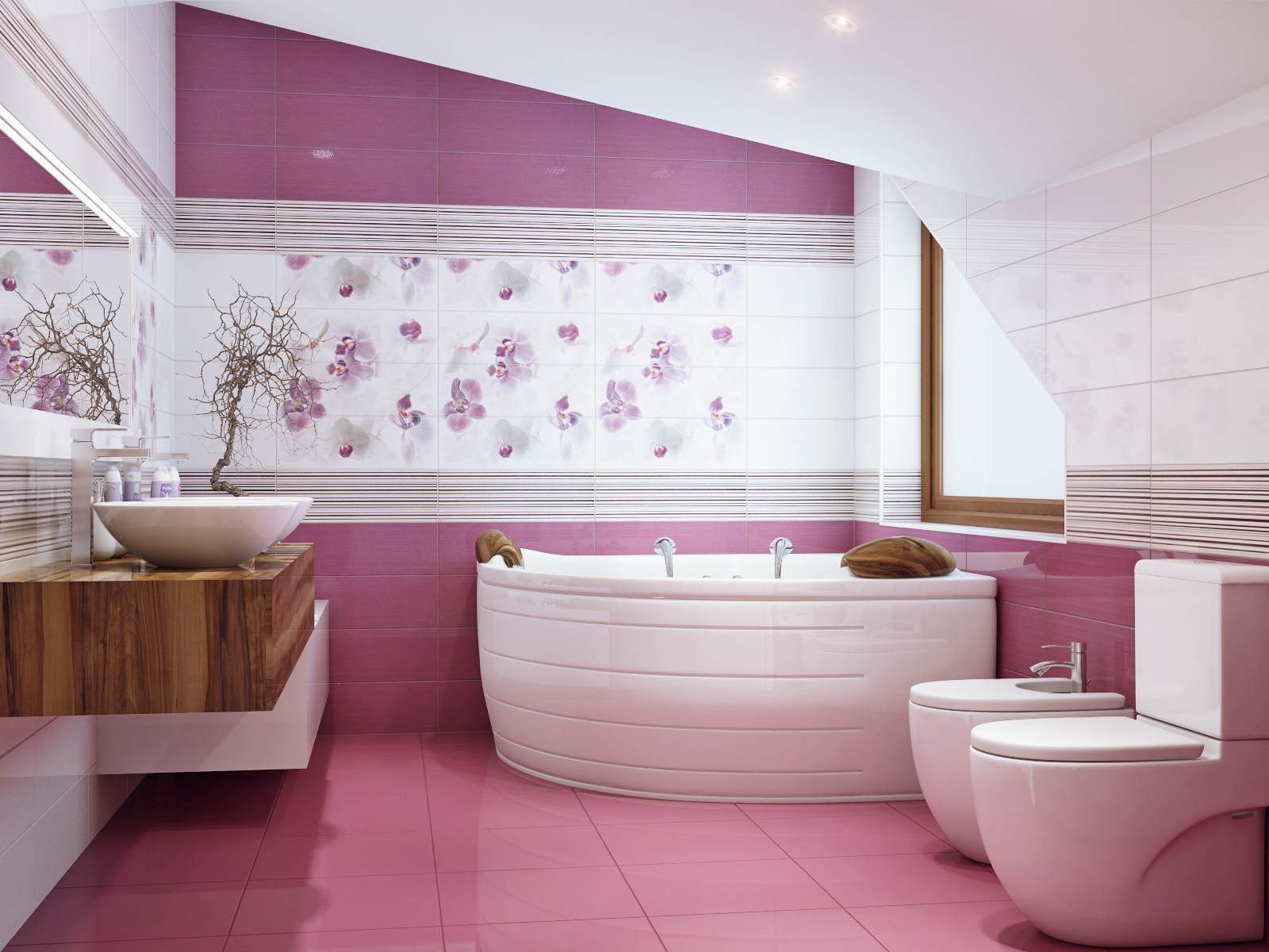 Плитка розовый цвет. Панели ПВХ Кронапласт unique Сакура 2.7. Ванная в розовом цвете. Ванна в розовых тонах. Красивая плитка для ванной комнаты.
