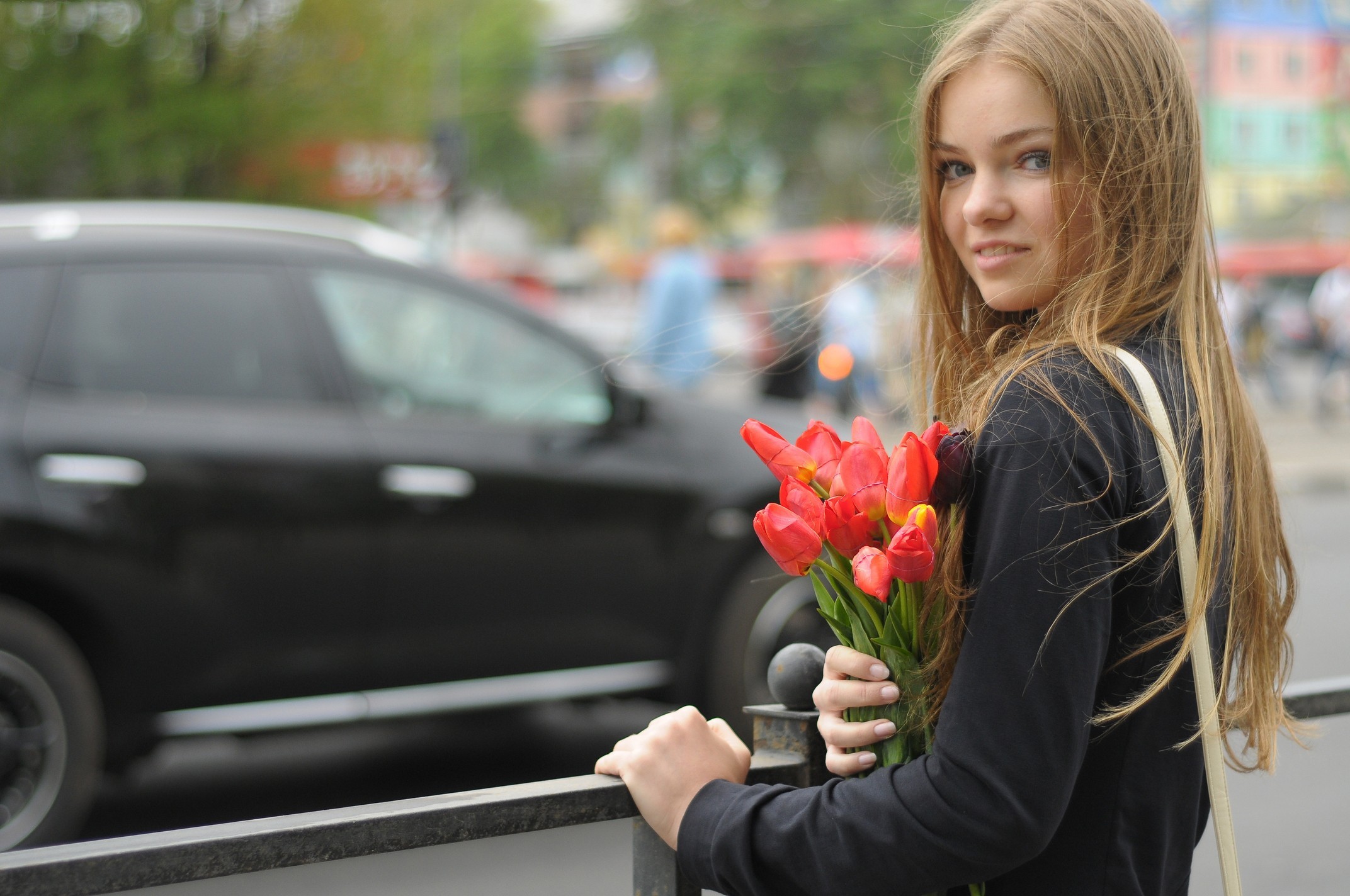 Фотосессия с тюльпанами на улице