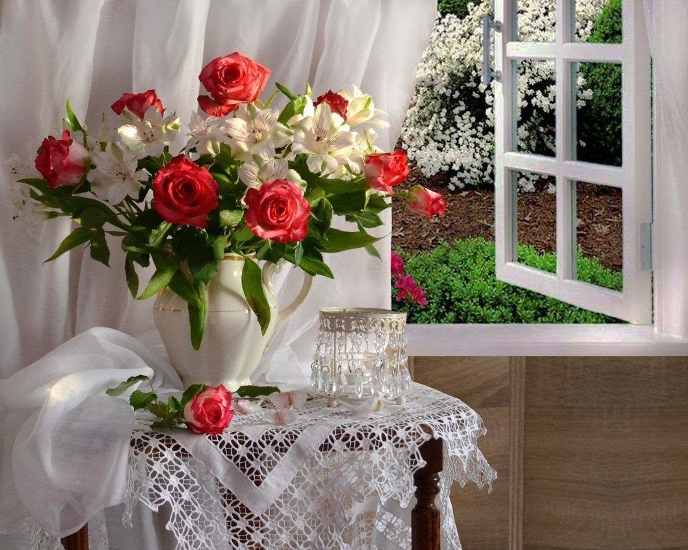 Розы на июньском окне