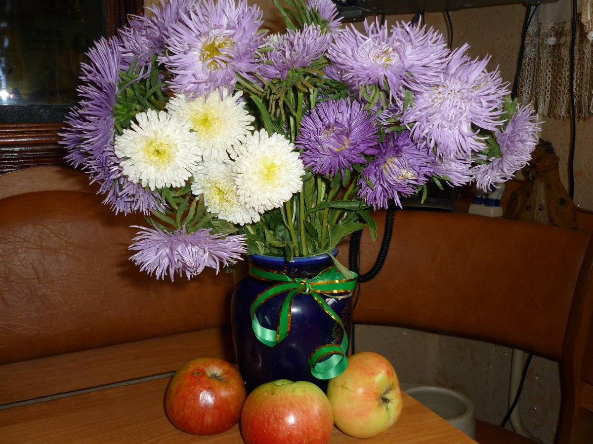 Букет осенние цветы астры сентябринки