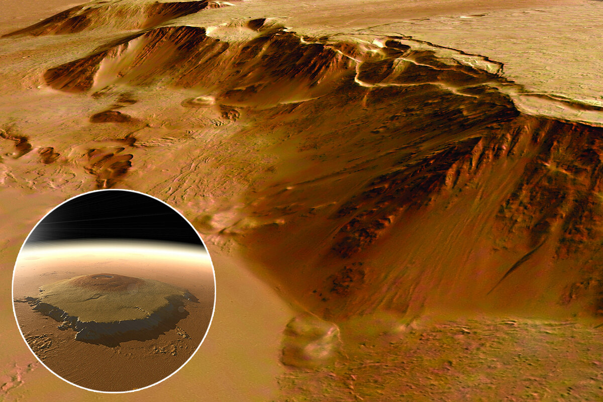 марсианский потухший вулкан гора олимп