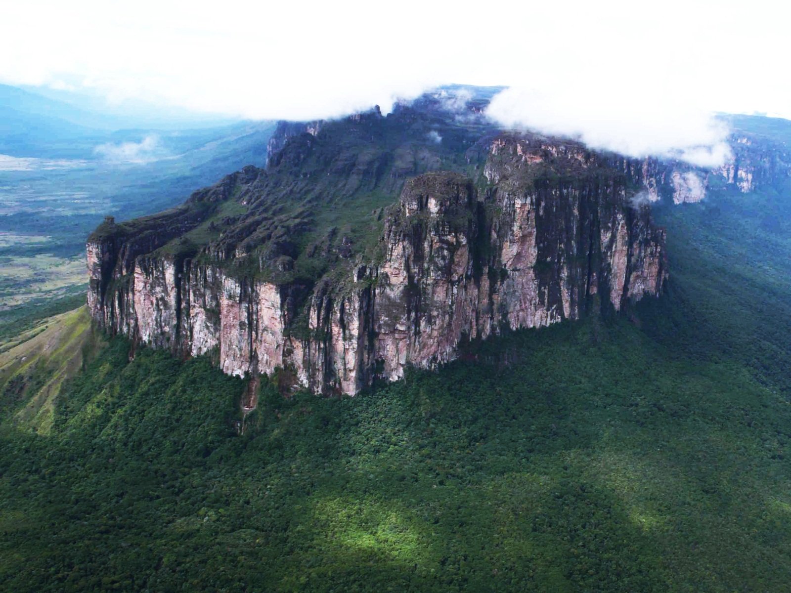Водопад на гвианском плоскогорье. Столовая гора Рорайма. Венесуэла плато Рорайма. Столовые горы Рорайма Венесуэлы. Венесуэла горы Тепуи.