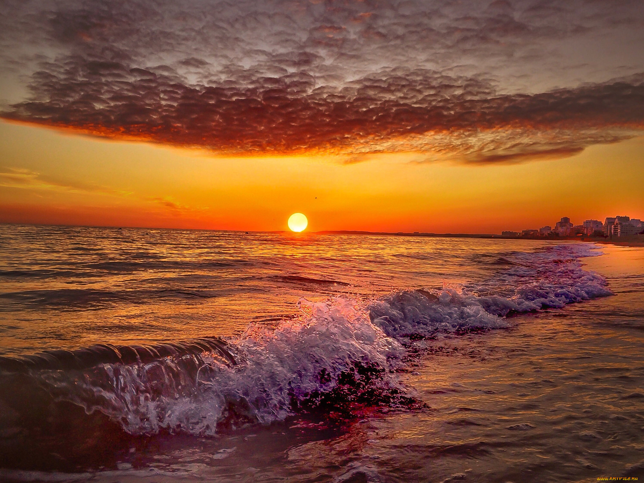 море закат солнца