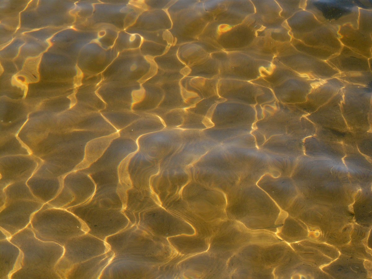 Прозрачная блестящая вода. Блики на воде. Песчаное дно. Солнечные блики на воде. Текстура воды.