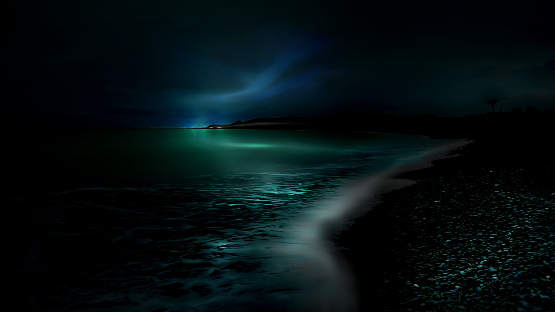 Темное ночное море