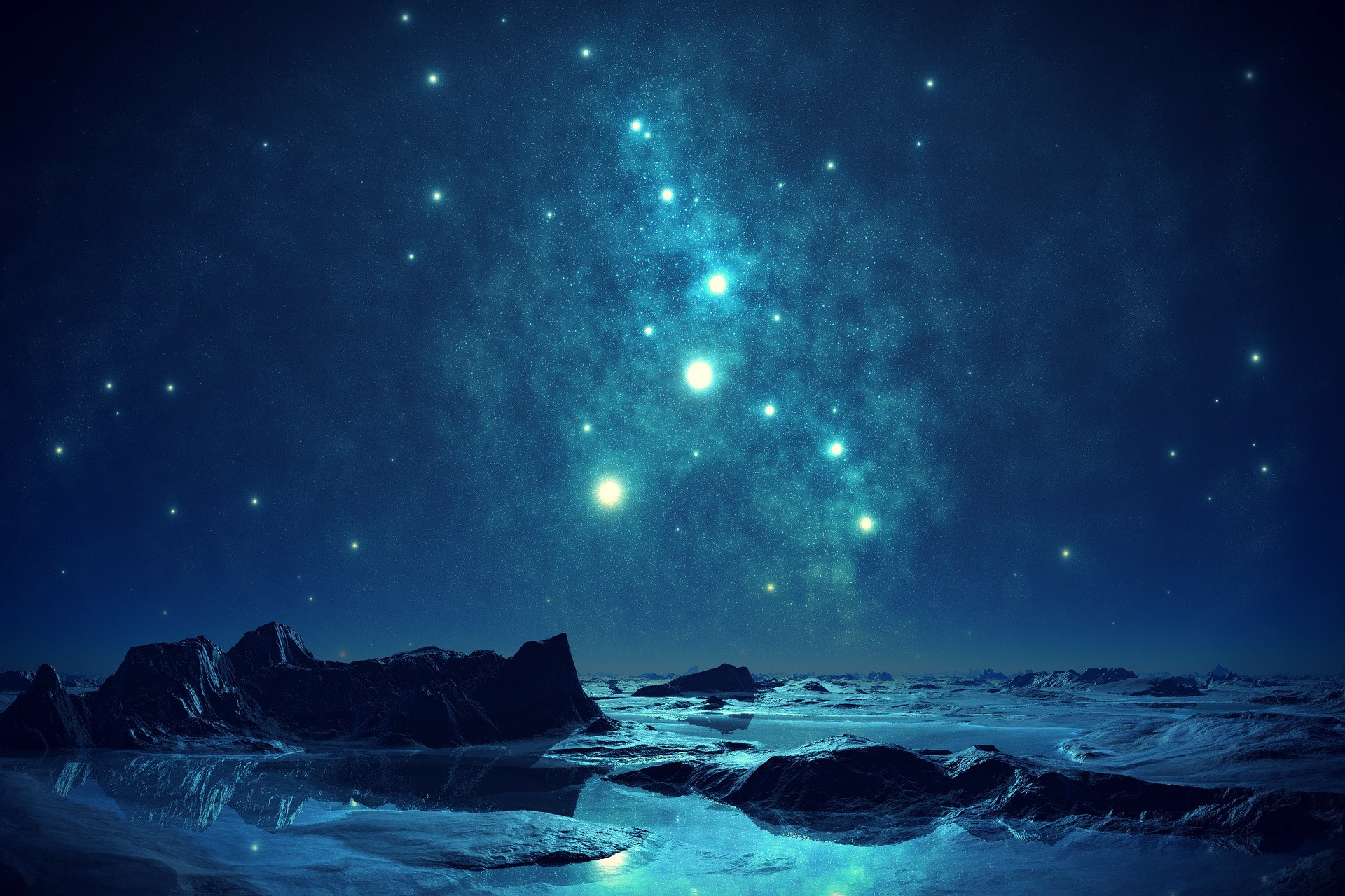Ночное небо со звездами и планетами