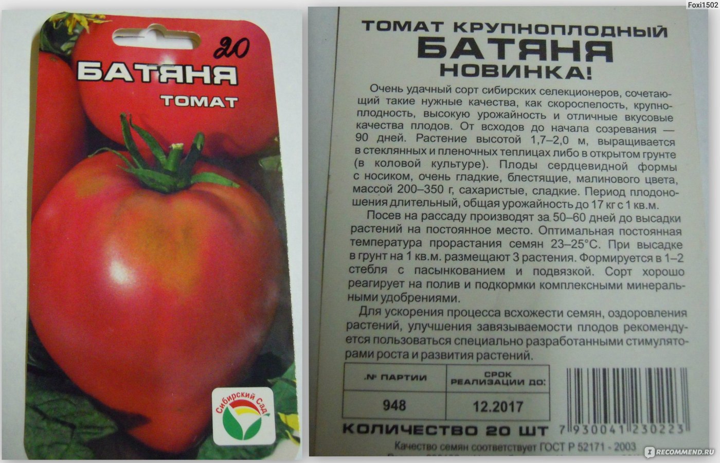 Семена томат батяня Сибирский сад