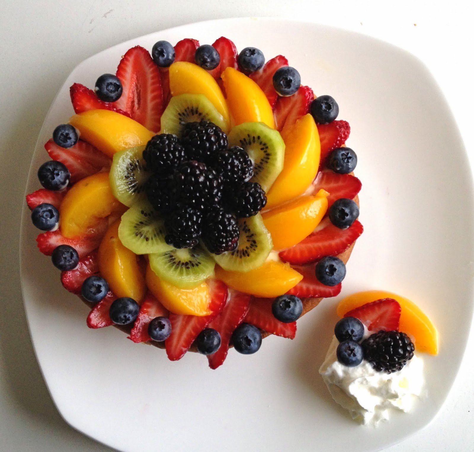 Как положить свежие фрукты на торте