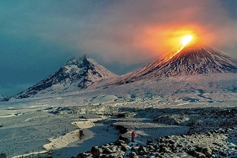 Ключевской вулкан на Камчатке извержение