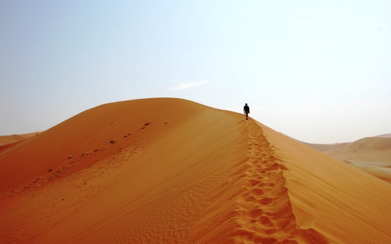 Следы на песке в пустыне