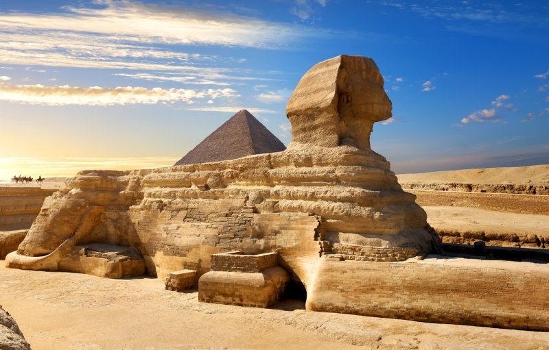 Древний Египет большой сфинкс и пирамида