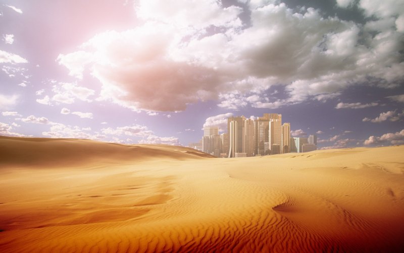 Мираж города в пустыне