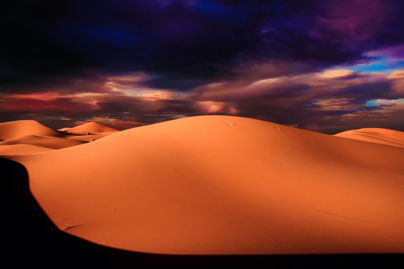Ночная пустыня Барханы