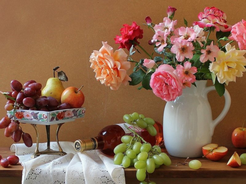 Красивые натюрморты с фруктами и цветами фото и