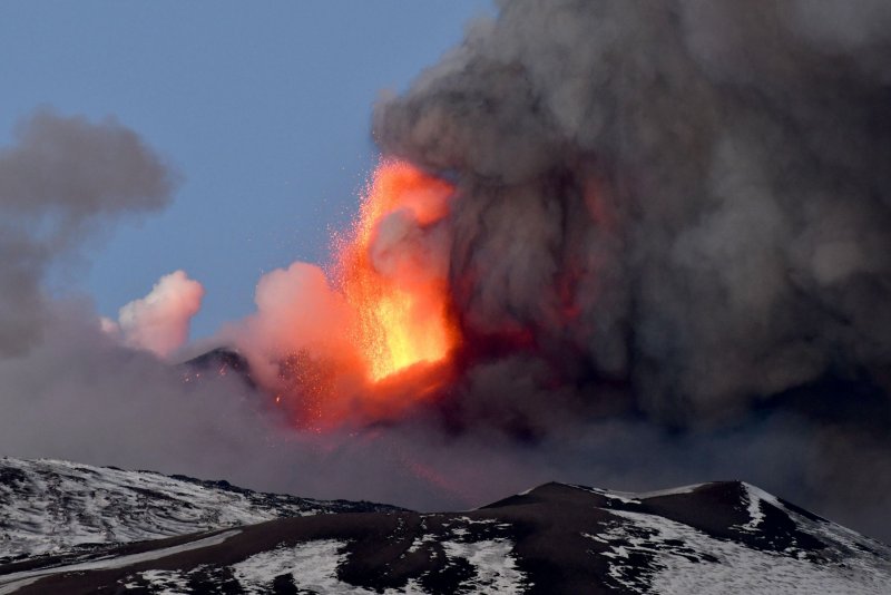 Сицилия Этна извержение