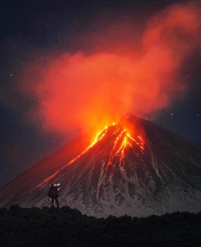 Действующий вулкан Ключевская сопка