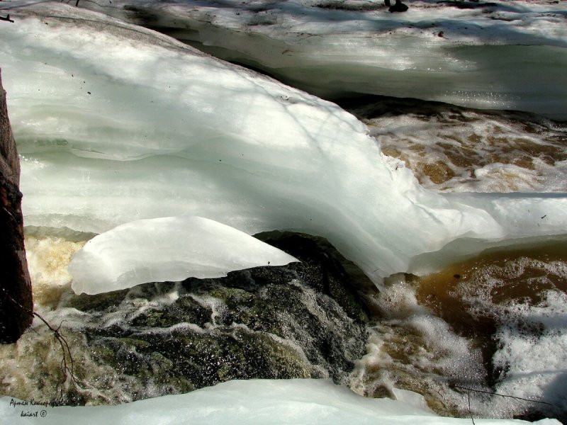Беловский водопад Новосибирская зимой