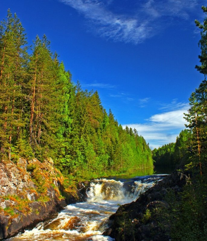 Водопады белые мосты Карелия Юканкоски