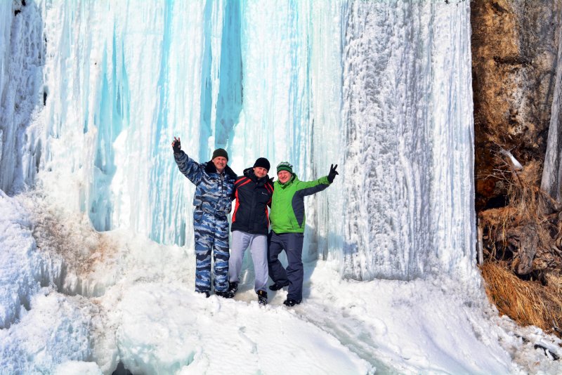 Абзановский водопад в Башкирии зимой