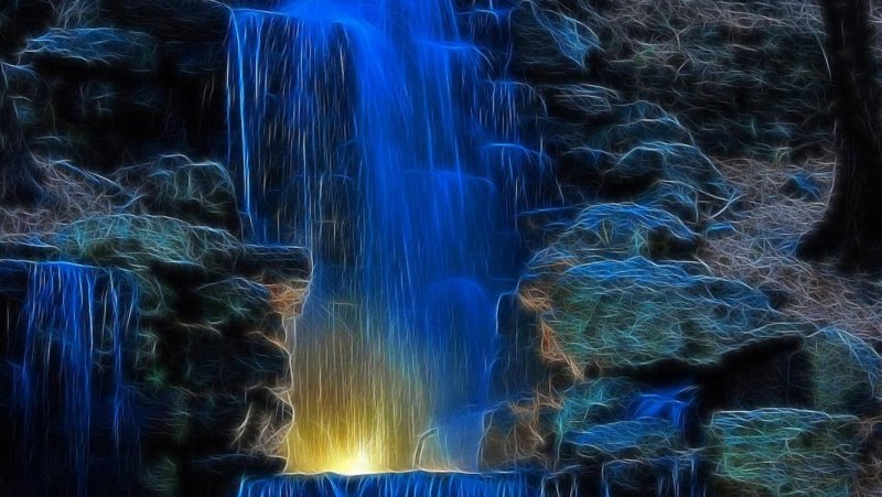 Водопад красивый синий