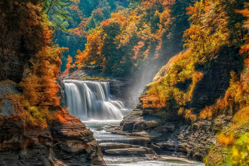 Природа осень водопад
