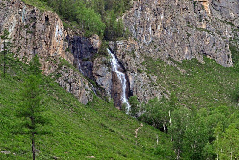 Водопад девичьи слезы горный Алтай
