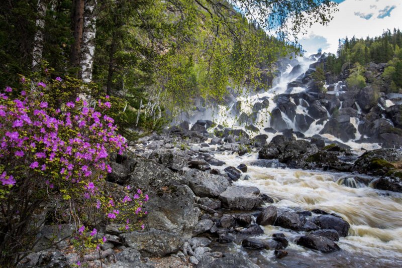 Горный Алтай большой Чульчинский водопад