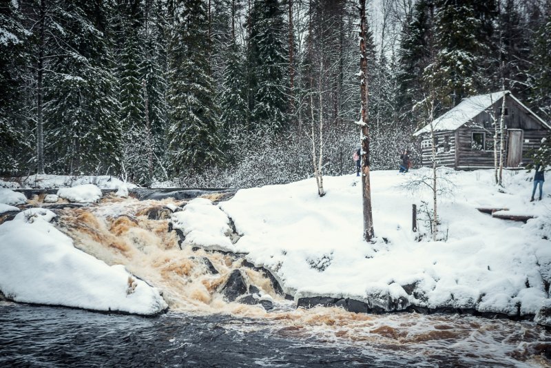 Водопады Карелии Ахинкоски зима