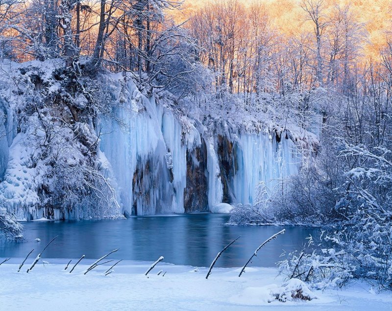 Водопады Плитвицких озер зима