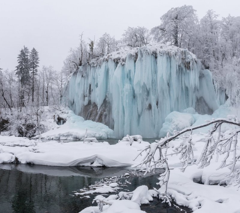 Водопады Плитвицких озер, Хорватия зимой