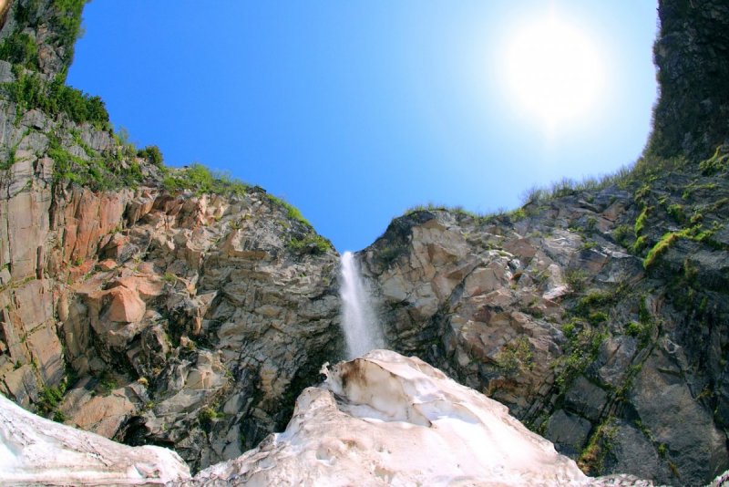 Вилючинский водопад зимой Камчатка