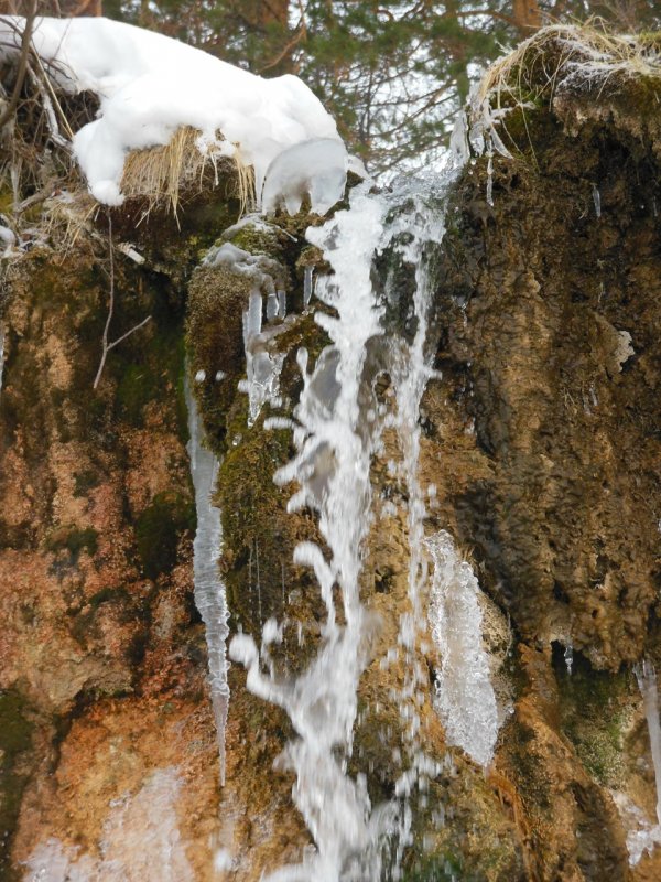 Водопад Плакун в крещение Пермский край