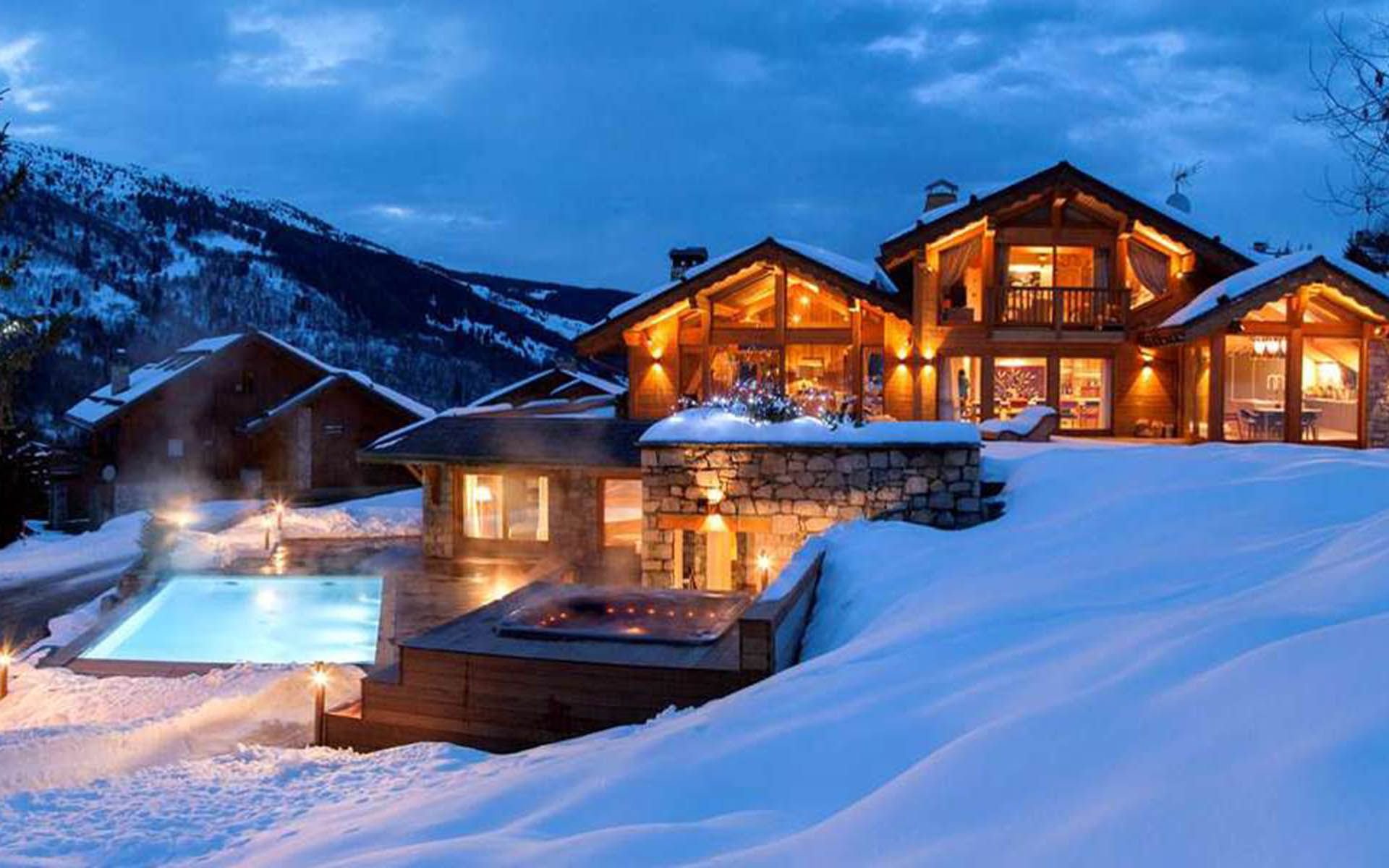 дом в горах зима